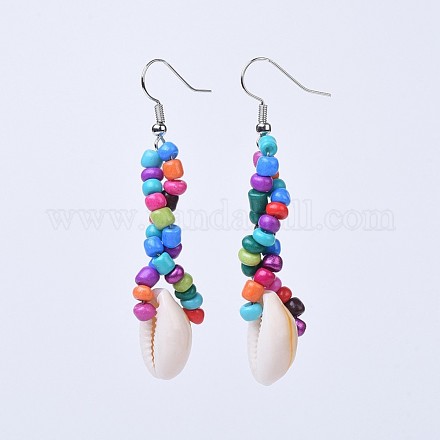 Baking Paint Glass Seed Beads Dangle Earrings EJEW-JE03047-05-1