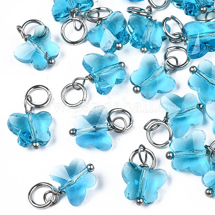 Faceted Transparent Glass Charms GLAA-T024-06E-1