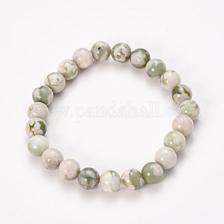 Natural Peace Jade Beaded Stretch Bracelets BJEW-Q692-29-12mm-1