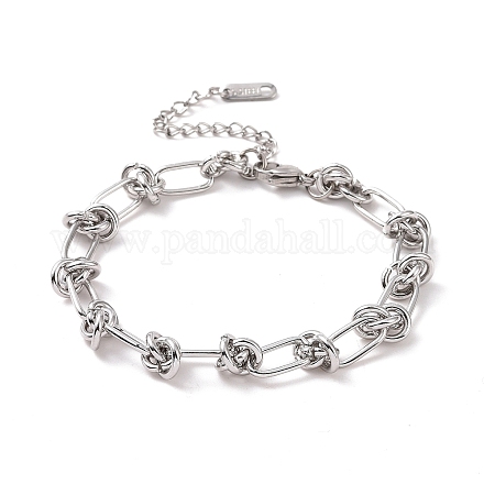 304 pulsera de cadena de eslabones de nudo de acero inoxidable para hombres y mujeres BJEW-E020-01P-1