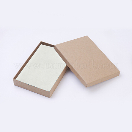 クラフト紙箱  白いスポンジマット付き  長方形  18x12.5x3cm X-CON-WH0009-01-1