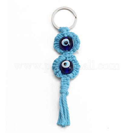 Schlüsselanhänger mit bösem Blick aus baumwollgewebtem Kunstharz EVIL-PW0002-12A-04-1
