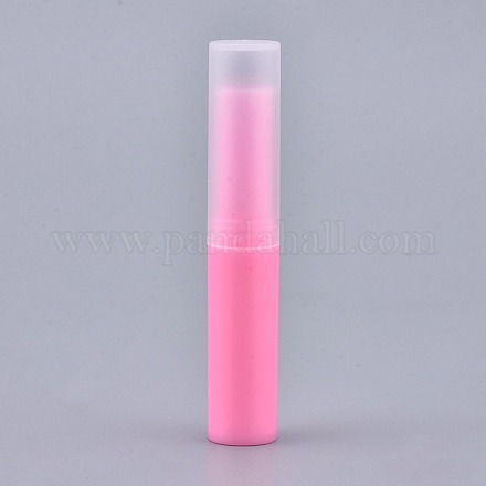 DIY空のリップスティックボトル  リップグロスチューブ  リップバームチューブ  キャップ付き  ピンク  8.3x1.5cm 容量：4ml（0.13液量オンス） DIY-K029-01-1