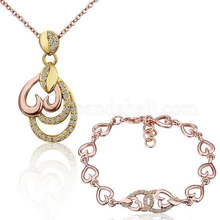 Real Gold & Rose Gold PlatedEco-Friendly Tin Alloy Czech Rhinestone Party Jewelry Sets SJEW-BB10974-02RG-1
