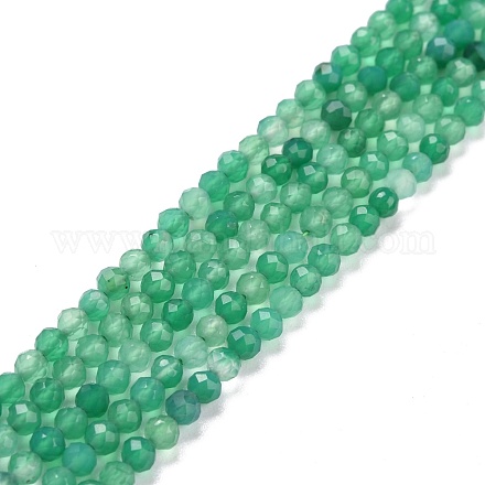 Chapelets de perles en agate d'onyx vert naturel G-D463-02-1