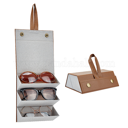 Estuche para gafas múltiples trapezoidal de cuero pu AJEW-WH0258-805A-1