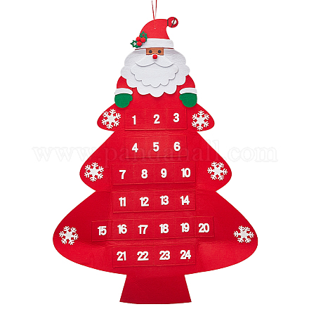 Adornos colgantes de tela de fieltro de árbol de navidad con calendario de adviento DIY-WH0032-26-1