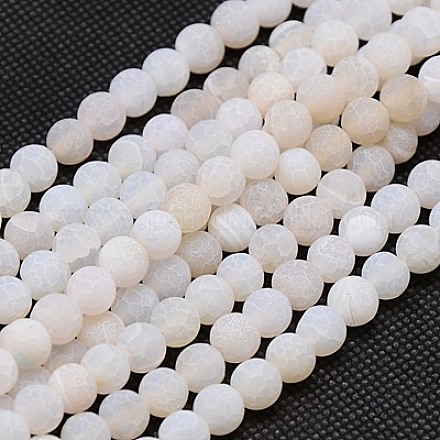 Chapelets de perle en agate naturelle patinée X-G-G589-8mm-03-1