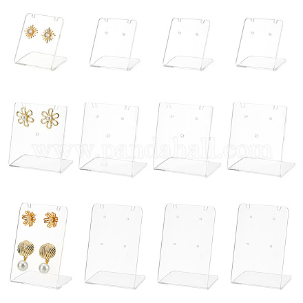 Delorigin 12 pièces 3 styles ensembles de présentoirs de boucles d'oreilles en verre organique et acrylique EDIS-DR0001-09-1