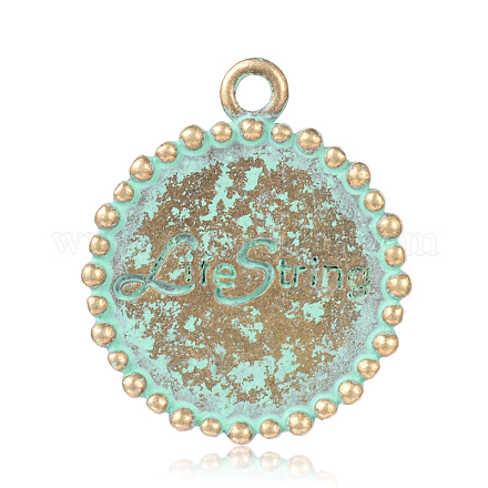 Flat Round with Tree and Word Alloy Pendants PALLOY-O068-15-NF-1
