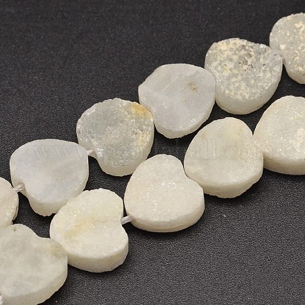 Druzy corazón natural de cristal de cuarzo hebras G-A142-01G-1