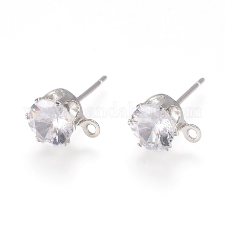 Brass Stud Earring Findings KK-L199-B01-P-1