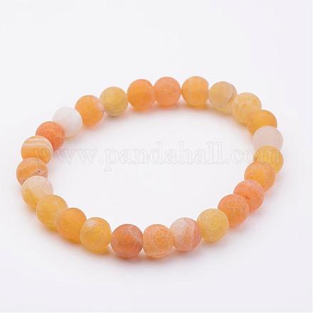 Natural Weathered Agate(Dyed) Stretch Beads Bracelets BJEW-JB02513-02-1
