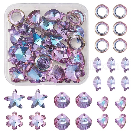 26 pièces 7 pendentifs en verre électrolytique de style GLAA-FS0001-58-1