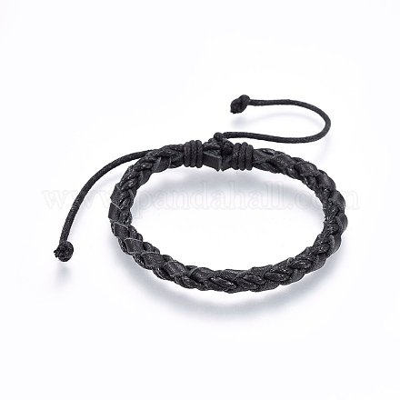 Braided Leather Cord Bracelets BJEW-F347-10B-1