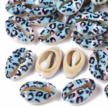Perles de coquillage cauri naturelles imprimées SSHEL-R047-01-B05-1