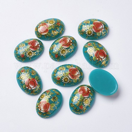 Cabochon in resina con stampa floreale GGLA-K001-18x25mm-04-1