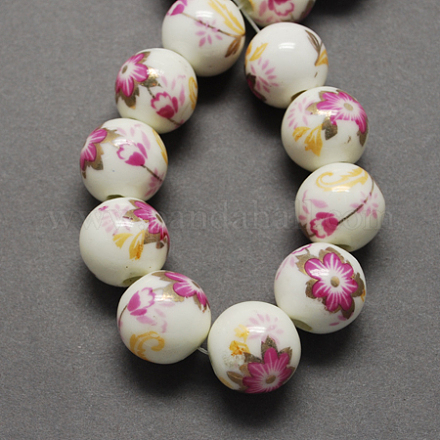 Handmade Printed Porcelain Beads PORC-Q199-8mm-12-1