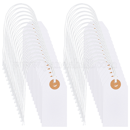 紙の値札  綿ロープ付  長方形  ホワイト  25cm  100個/セット ODIS-WH0027-013A-1