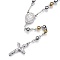 Non-Tarnish 201 Stainless Steel Rosary Bead Necklaces, with Cross Pendant and Lobster Claw Clasps, Stainless Steel Color, 28 inch(71cm)