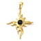 304 Stainless Steel Big Pendants, with Acrylic Rhinestone, Cross with Sun Charm, Golden, Black, 55.5x46x6.5mm, Hole: 10x4.5mm