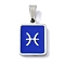 304 Stainless Steel Pendants, with Enamel, Stainless Steel Color, Rectangle with Constellation Charms, Pisces, 16x11x1.5mm, Hole: 5.5x3mm