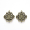Tibetan Style Alloy Pendant Cabochon Settings, Flower, Antique Bronze, Tray: 14x10mm, 31x28x2mm, Hole: 2mm