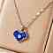 Romantic Brass Clear Cubic Zirconia Heart Pendant Necklaces, with Blue Enamel, Platinum, 15.75 inch(40cm)