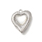 Brass Pave Natural White Shell Pendants, Heart Charms, Platinum, 20x16x6mm, Hole: 1.5mm and 1.2mm
