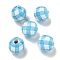 Printed Wood European Beads, Round with Tartan Pattern, Light Sky Blue, 15.5~16mm, Hole: 4~4.5mm