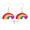 Alloy Dangle Earrings, Golden, Rainbow, 14.5x21mm