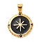 304 Stainless Steel Enamel Pendants, Ion Plating(IP), Compass Charms, Golden, 29x26x3.5mm, Hole: 7x4mm
