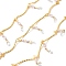 Handmade Brass Link Chain, with Glass Beads and ABS Beads, Soldered, with Spool, Real 18K Gold Plated, 3.5x2.5x0.3mm and 18x3x1mm, about 16.40 Feet(5m)/Roll
