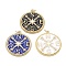 Brass Clear Cubic Zirconia Enamel Pendants, with Jump Ring, Long-Lasting Plated, Lead Free & Cadmium Free, Flat Round with Star 
and Letter Pattern, Real 18K Gold Plated, Mixed Color, 28x25x3mm, Jump Ring: 5x0.8mm, 3.5mm Inner Diameter