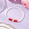 Glass Seed Beads Stretch  Bracelets for Women, with Glass Pearl, Red, 1/8~1/4 inch(0.3~0.5cm), Inner Diameter: 1-3/4~1-7/8 inch(4.4~4.7cm)
