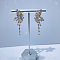 Fashionable luxury Clear Cubic Zirconia & Rhinestone Butterfly Stud Earrings, with Pearl, Golden, 50x20mm