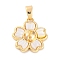 Brass Pendant Bails, with Rsein, Bead Cap Bails, Flower, Real 14K Gold Plated, 15x14x5mm, Hole: 3x4.5mm