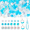 Transparent & Opaque Acrylic Bead, Round, Light Blue, 8~10mm, Hole: 1.8~2mm, 140pcs/bag