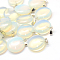 Flat Round Opalite Pendants, with Platinum Tone Brass Findings, 22~25x19~21x5~7mm, Hole: 2x7mm