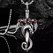 Alloy & 201 Stainless Steel & Rhinestone Dinosaur Wrapped Sword Pendant Necklaces for Men, Silver, Ruby, 23.62 inch(60cm)