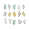 5Pcs 5 Styles Natural Fluorite & Rose Quartz & Quartz Crystal & Amethyst & Citrine Nuggets Connector Charms, with Platinum Plated Iron Double Loops, 14~19x8~12.5x6~11mm, Hole: 1.6~3.5mm, 1pc/style
