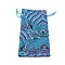 Silk Pouches, Drawstring Bag, Rectangle with Wave Pattern, Deep Sky Blue, 16.3x7.8x0.4cm