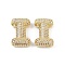 Brass Micro Pave Clear Cubic Zirconia Pendants, Letter I, 21x22.5x7.5mm ,hole: 4x2.5mm