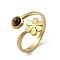 304 Stainless Steel with Natural Tiger Eye Ring, US Size 7 1/2(17.7mm)
