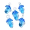 Handmade Lampwork Pendants, Bumpy, Mushroom, Dodger Blue, 24.5~29.5x15~18.5mm, Hole: 2~5mm