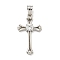 304 Stainless Steel Cubic Zirconia Pendants, Cross Charm, Stainless Steel Color, 31x18x4mm, Hole: 6x4.5mm