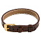 1Pc Leather Textured Bracelet Straps Slide Wristbands for Slide Charms, with Ion Plating(IP) Golden 304 Stainless Steel Buckles, Sienna, 23.2x1~1.25x0.5cm