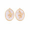 Brass Birth Floral Pendants, Oval with Flower Mother of Pearl White Shell Charms, Nickel Free, Real 18K Gold Plated, July Water Lily, 27x18x4mm, Hole: 1.8mm