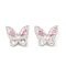 Brass Pave Cubic Zirconia Butterfly Beads, 925 Sterling Silver Plated, 10.5x12.5x7mm, Hole: 1~1.8mm