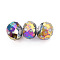 Electroplate Glass Beads, Rondelle with Sun Pattern, Faceted, Colorful, 7~8x5.5~6mm, Hole: 1~1.2mm
